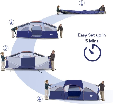 CAMPROS CP Tent 8 Person Camping Tents Weather Resistant Family Tent 5 Large Mesh Windows, Double Layer, Divided