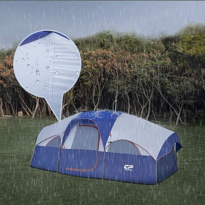 CAMPROS CP Tent 8 Person Camping Tents Weather Resistant Family Tent 5 Large Mesh Windows, Double Layer, Divided