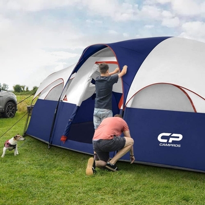 CAMPROS CP Tent 8 Person Camping Tents Weather Resistant Family Tent 5 Large Mesh Windows, Double Layer, Divided