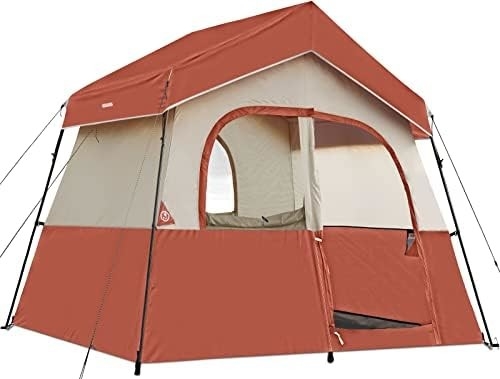 HIKERGARDEN 6 Person Camping Tent - Portable Easy Set Up Family Tent for Camp, Windproof Fabric Cabin Tent Outdoor