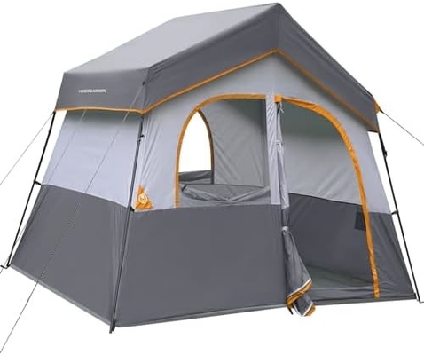 HIKERGARDEN 6 Person Camping Tent - Portable Easy Set Up Family Tent for Camp, Windproof Fabric Cabin Tent Outdoor