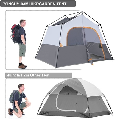 HIKERGARDEN 6 Person Camping Tent - Portable Easy Set Up Family Tent for Camp, Windproof Fabric Cabin Tent Outdoor