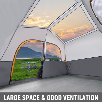 HIKERGARDEN 6 Person Camping Tent - Portable Easy Set Up Family Tent for Camp, Windproof Fabric Cabin Tent Outdoor