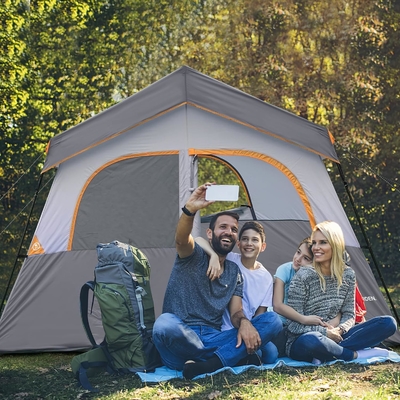 HIKERGARDEN 6 Person Camping Tent - Portable Easy Set Up Family Tent for Camp, Windproof Fabric Cabin Tent Outdoor