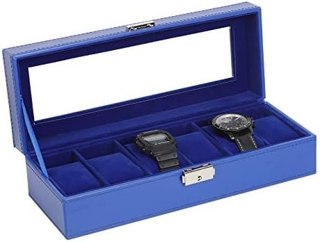 NEX 6 Slots Watch Box Organizer for Men, Black Watch Holder Stand Display Storage Case