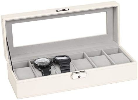 NEX 6 Slots Watch Box Organizer for Men, Black Watch Holder Stand Display Storage Case