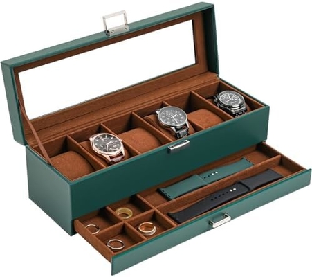 ProCase Watch Box Organizer for Men, 6 Slot Watch Display Case with Drawer, Father's Day Gift Mens Watch Holder Watch