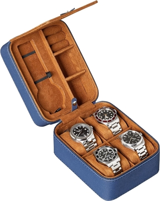 ROTHWELL 5 Watch Travel Case Storage Organizer for 5 Watches | Tough Portable Protection w/Zipper Fits All Wristwatches