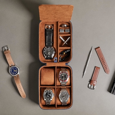 ROTHWELL 5 Watch Travel Case Storage Organizer for 5 Watches | Tough Portable Protection w/Zipper Fits All Wristwatches