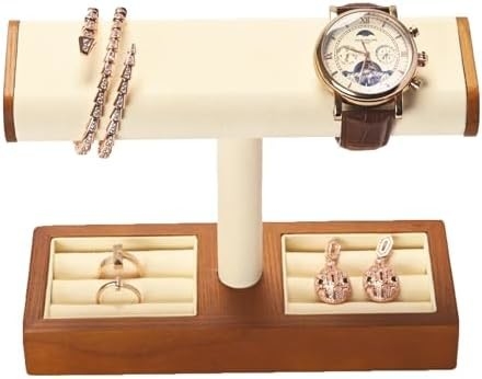 Solid Wood Watch Display Stand T-bar Watch Stand Jewelry Holder Stand Watch Cases For Men Watch Holder Organizer For Men