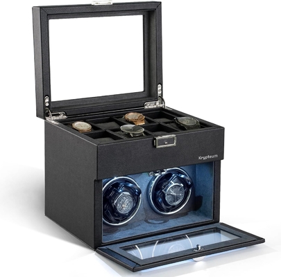 Automatic Double Watch Winder with 8 Extra Storage Box, Double Automatic Watch Winder Box with Jewelry Organizer,
