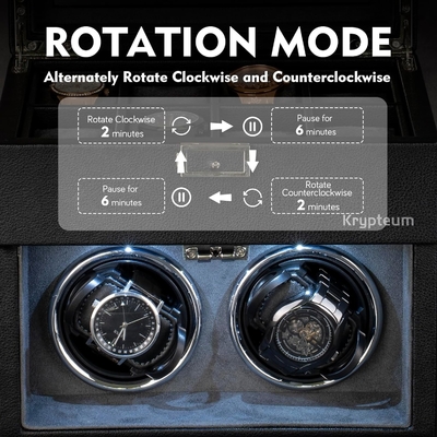 Automatic Double Watch Winder with 8 Extra Storage Box, Double Automatic Watch Winder Box with Jewelry Organizer,