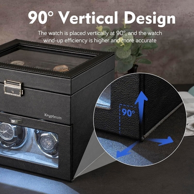 Automatic Double Watch Winder with 8 Extra Storage Box, Double Automatic Watch Winder Box with Jewelry Organizer,