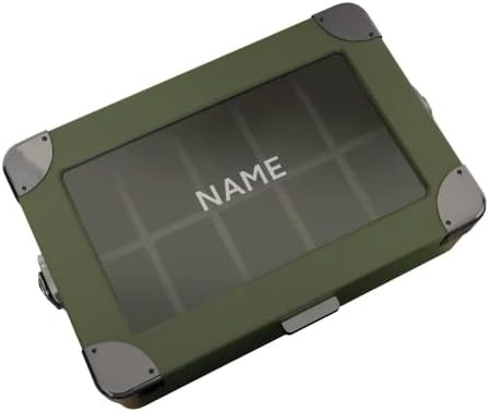 CASE ELEGANCE Military 10 Slot Watch Box Case Organizer for Men, Real Glass Top, Modular Valet Tray,