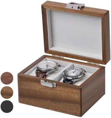 Watch Box, Watch Travel Case For Men, Wood Watch And Jewelry Holder Organizer For Woman, Portable Protection 2-Slot Watc
