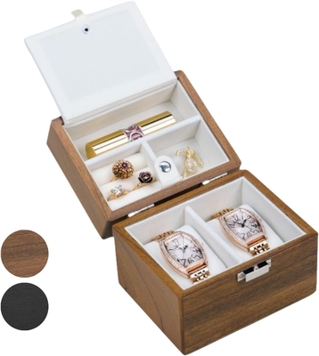 Watch Box, Watch Travel Case For Men, Wood Watch And Jewelry Holder Organizer For Woman, Portable Protection 2-Slot Watc