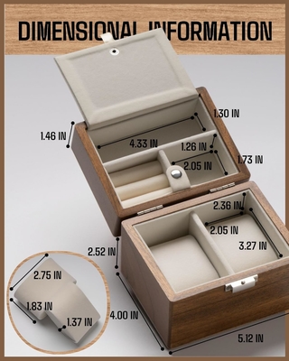Watch Box, Watch Travel Case For Men, Wood Watch And Jewelry Holder Organizer For Woman, Portable Protection 2-Slot Watc