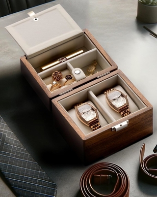 Watch Box, Watch Travel Case For Men, Wood Watch And Jewelry Holder Organizer For Woman, Portable Protection 2-Slot Watc
