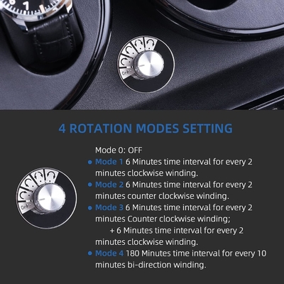 Watch Winder, XTELARY Luxury 4 Motor Quad Watch Winders for Automatic Watches Safe & Wooden Display Box Case 8+9 Storage