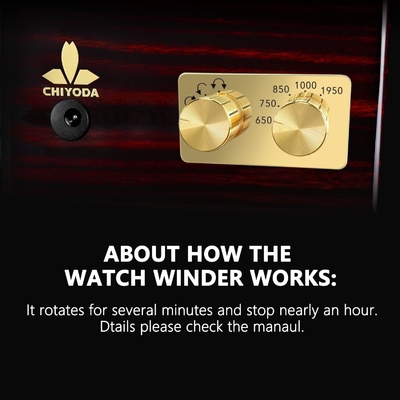 CHIYODA Watch Winder for Single Automatic Watches Solid Wooden Box with Mabuchi Motors