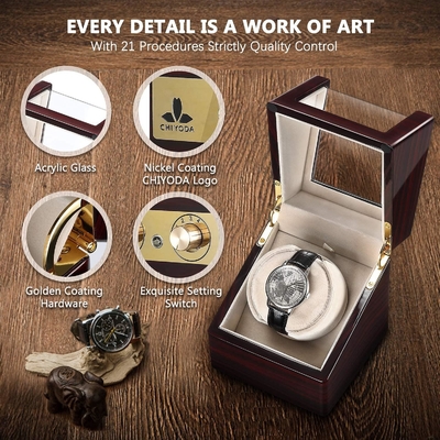 CHIYODA Watch Winder for Single Automatic Watches Solid Wooden Box with Mabuchi Motors