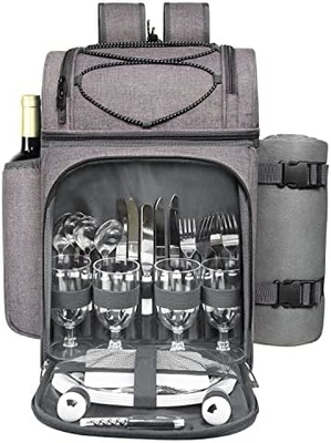 Hap Tim Picnic Backpack Cooler for 4 Person with Insulated Leakproof Cooler Bag, Wine Holder, Fleece Blanket,