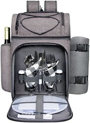 Hap Tim Picnic Backpack Cooler for 4 Person with Insulated Leakproof Cooler Bag, Wine Holder, Fleece Blanket,