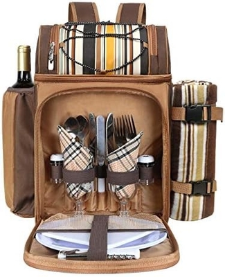 Hap Tim Picnic Backpack Cooler for 4 Person with Insulated Leakproof Cooler Bag, Wine Holder, Fleece Blanket,