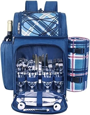 Hap Tim Picnic Backpack Cooler for 4 Person with Insulated Leakproof Cooler Bag, Wine Holder, Fleece Blanket,