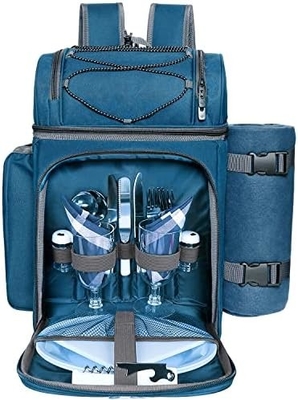 Hap Tim Picnic Backpack Cooler for 4 Person with Insulated Leakproof Cooler Bag, Wine Holder, Fleece Blanket,