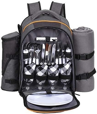 Hap Tim Picnic Backpack Cooler for 4 Person with Insulated Leakproof Cooler Bag, Wine Holder, Fleece Blanket,
