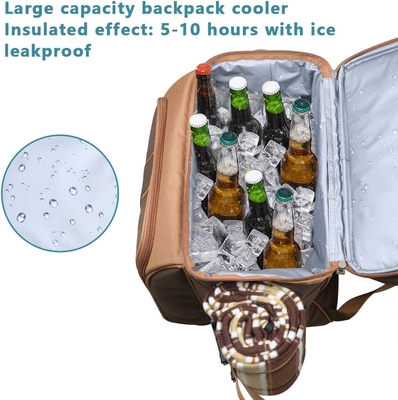 Hap Tim Picnic Backpack Cooler for 4 Person with Insulated Leakproof Cooler Bag, Wine Holder, Fleece Blanket,