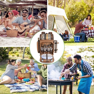 Hap Tim Picnic Backpack Cooler for 4 Person with Insulated Leakproof Cooler Bag, Wine Holder, Fleece Blanket,