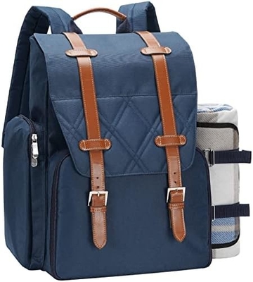 Picnic Backpack for 4 Person with Large Insulated Cooler Bag, Picnic Basket Set with Wine Pouch,