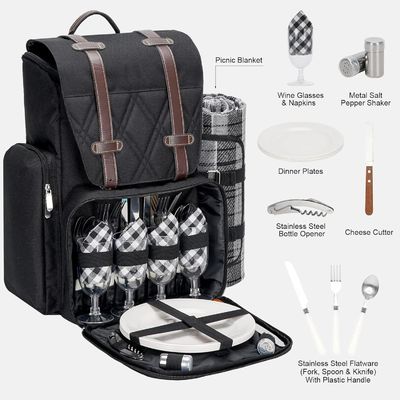 UV Resistent PE Rattan Picnic Basket Set Including Glasses Designed for Outdoor Corporate Picnics and Leisure Activities