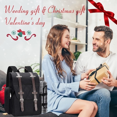 Picnic Backpack for 4 Person with Large Insulated Cooler Bag, Picnic Basket Set with Wine Pouch,