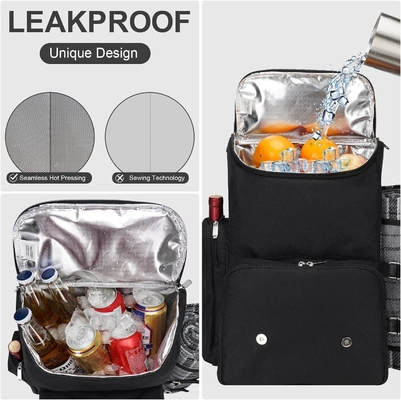 Picnic Backpack for 4 Person with Large Insulated Cooler Bag, Picnic Basket Set with Wine Pouch,