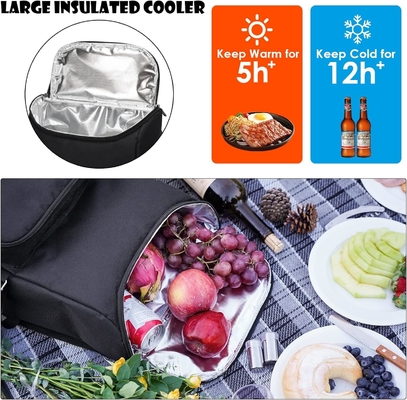 Picnic Backpack for 4 Person with Large Insulated Cooler Bag, Picnic Basket Set with Wine Pouch,