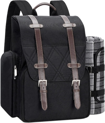 Picnic Backpack for 4 Person with Large Insulated Cooler Bag, Picnic Basket Set with Wine Pouch,