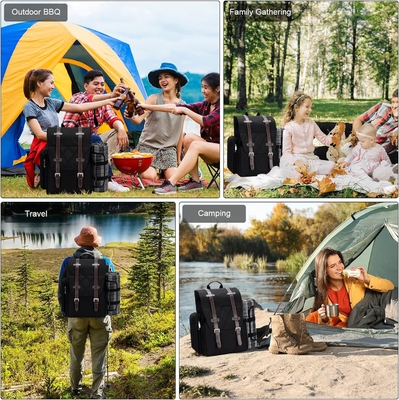 Picnic Backpack for 4 Person with Large Insulated Cooler Bag, Picnic Basket Set with Wine Pouch,