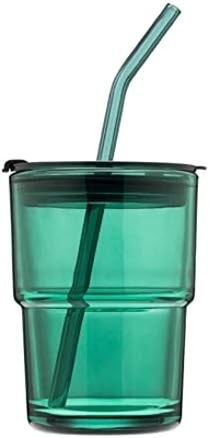 13oz/400ml Tumbler Water Glass, Cups with Straw and Lid Sealed Carry on for Coffee, Iced Tea, Thick Wall Insulated Glass