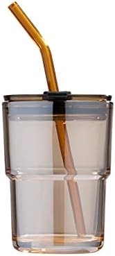 13oz/400ml Tumbler Water Glass, Cups with Straw and Lid Sealed Carry on for Coffee, Iced Tea, Thick Wall Insulated Glass