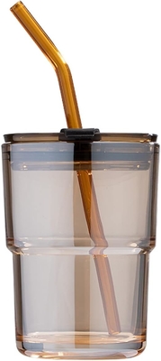 13oz/400ml Tumbler Water Glass, Cups with Straw and Lid Sealed Carry on for Coffee, Iced Tea, Thick Wall Insulated Glass