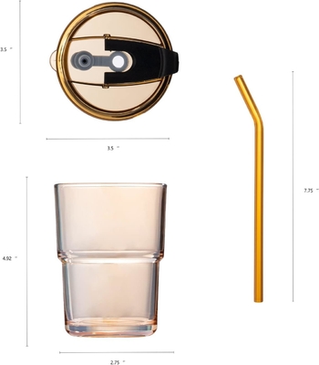 13oz/400ml Tumbler Water Glass, Cups with Straw and Lid Sealed Carry on for Coffee, Iced Tea, Thick Wall Insulated Glass