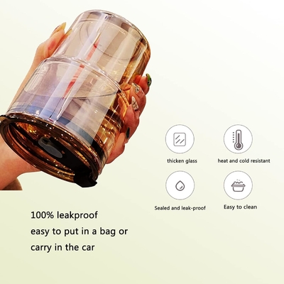 13oz/400ml Tumbler Water Glass, Cups with Straw and Lid Sealed Carry on for Coffee, Iced Tea, Thick Wall Insulated Glass