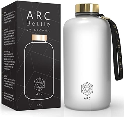ARCANA Arc Water Bottle With Time Marker - Motivational Water Bottles With Times To Drink - BPA Free Frosted Plastic