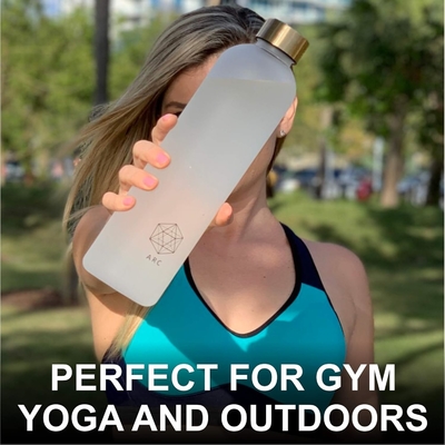ARCANA Arc Water Bottle With Time Marker - Motivational Water Bottles With Times To Drink - BPA Free Frosted Plastic