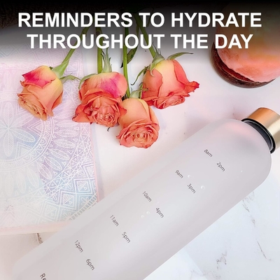 ARCANA Arc Water Bottle With Time Marker - Motivational Water Bottles With Times To Drink - BPA Free Frosted Plastic