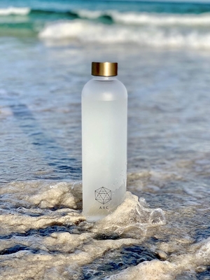 ARCANA Arc Water Bottle With Time Marker - Motivational Water Bottles With Times To Drink - BPA Free Frosted Plastic