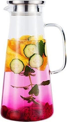 Karafu Glass Pitcher with Lid, 68Oz Heat Resistant Water Jug for Hot/Cold Water, Ice tea and Juice Beverage Clear